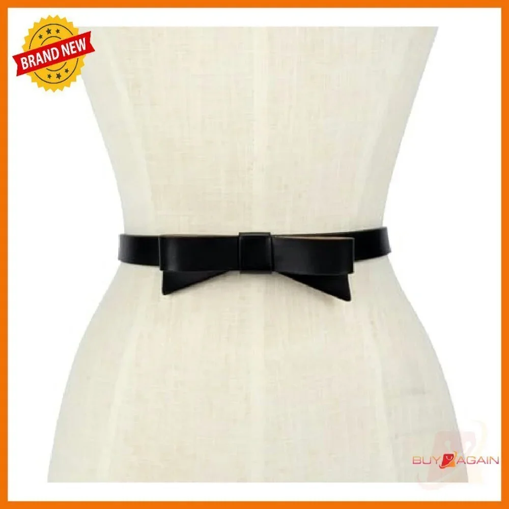 Leather Bow Belt Adjustable Pinhole Closure Formal Casual Accessory